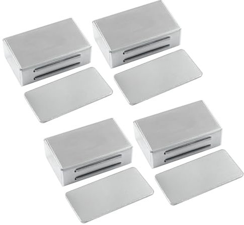 Waziaqoc 4 Pack Magnetic Door Catch, Stainless Steel Magnetic Latch with Adhesive, Ultra Thin Door Magnets, No Drilling Cupboard Magnetic Latches for Drawer Closet and Kitchen Cabinet