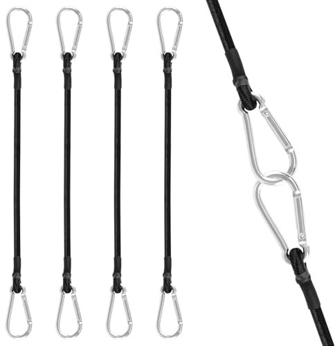 JiangLin 4 Stück Spanngummi mit Haken, 60 cm Expander mit Haken Set, Spanngurte mit Haken Gepäck, Starker gummispanner mit Karabinerhaken für Fahrrad, Ladung, Camping