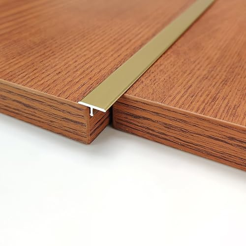 Raouoae Lot De 3 Bandes De Transition De Sol En T 90cm Pour Sols En Bois, Angle Réglable, Garniture De Bord Et Revêtement De Porte, Kit De Moulage De Transition Pour Bordure De Sol En Bois(Gold,Breite