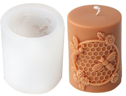 JS MOLD Kerzenform Silikon, Bienenwaben Stumpenkerze Silikonform Kerzenform,3D-Bienenstock-Silikonform,Bienenwabe Bubble Kerzenform,Silikonform für Bienenenwachskerzen, Seife (E)