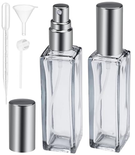 2 Piezas Atomizador Perfume Recargable, 20ml Frasco Perfume de Vidrio, Botella de Perfume Viaje con Pipeta y Gotero, Portatil Pulverizador Perfume, Recargador de Perfume para Citas, Viajes, Trabajo