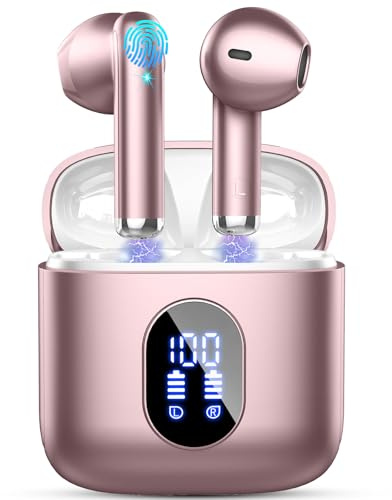 Ecouteurs Bluetooth sans Fil, Écouteurs Bluetooth 5.4 avec HiFi Stéréo Basses Casque, 30H Récréation, 4 ENC Réduction de Bruit Mic, Oreillette Bluetooth Sport IP7 Étanche, Écran LED, pour iOS Android