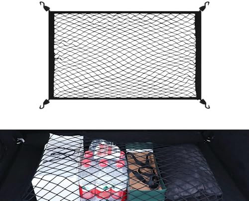 ROEOWENE Rete Bagagliaio Portaoggetti per Auto Elastico 60x40cm Universale Portabagagli Organizer Rete Portaoggetti Auto con 4 Ganci Reti Fisso Bagagli Rete da Carico Altamente per SUV,Truck,Camion