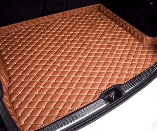 POIBNZ Auto Leder Kofferraummatten für Ford Fiesta 2009-2016 Sedan, Langlebiges Wasserdicht Kratzfest Kofferraumwanne Schutzmatte, Auto Kofferraum Cargo Protector Teppich,E Brown
