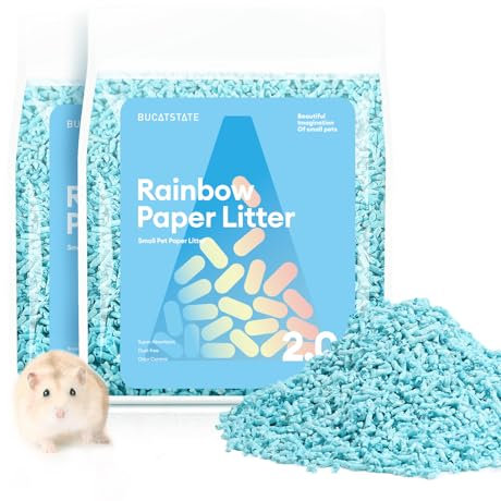 BUCATSTATE Kleintierstreu, staubfrei, 2 kg, 10 x saugfähige Meerschweincheneinstreu, Kaninchen, Pellets, Papier, Hamster, Bettwäsche, Geruchskontrolle für Käfige, Vögel, kleine Haustiere, Blau
