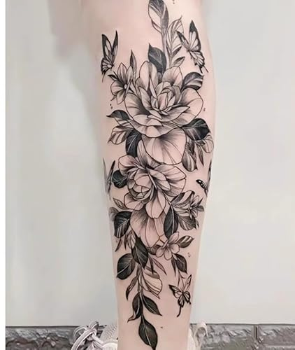 2Pcs Herbal Temporary Tattoos Stickers Fake Tattoos Plain Flower Butterfly Juice Women And Men Semi-Permanent Non-Reflective Waterproof Lasting 2 Weeks