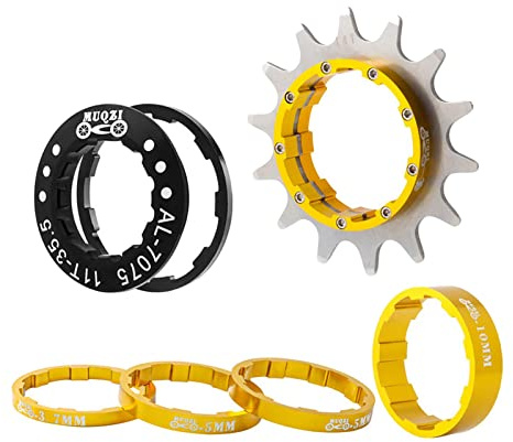 Wdfnexalai 14T Single Speed Flywheel Adapter Cassette Spacers Removeable Cog gold