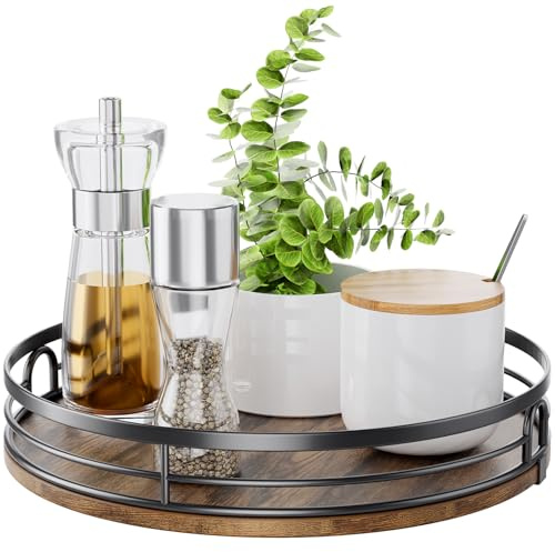 LAMU Lazy Susan Drehteller-Organizer für Schrank, rund, Holz, Lazy Susan für Tischplatte, Arbeitsplatte, Küche, Speisekammer, Gewürze, Badezimmer, Waschtisch, Dekoration, 27,9cm