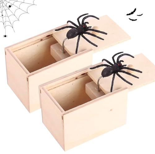 SUFANG Boîte à Surprise Araignée, 2PCS Boîte à Farce Araignée, Article Farces Effrayer, Spider Prank Box, Articles de farces pour Enfants et Adultes pour Halloween et Le 1er Avril