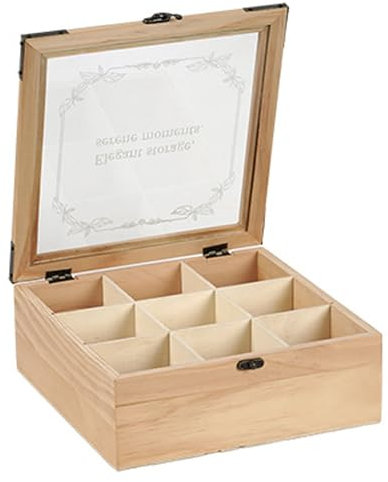 SVCEQZE Caja Organizadora De Té | 9 Compartimentos Almacenamiento Para Bolsitas De Infusión | Contenedor Decorativo Multiusos para Casa, Cocina u Oficina