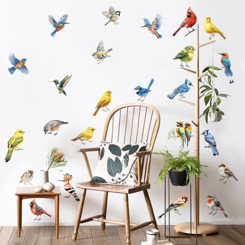 SHUCHING Adesivi Murali Uccello Acquerello Fai-da-te, Adesivi da Parete Vinile, Decorazione Murale per Cucina Soggiorno Bagno Cameretta Ufficio