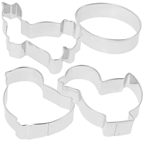 SOLUSTRE 8Pcs Stainless Steel Animal Cookie Molds Baking Kit Resistant Biscuit Cutters with Rabbit Easter Egg Duck Chick Shapes for Kitchen Pastry Tools