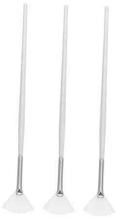 Cepillos de Abanico Rostro Blancos, 3 Piezas de Madera y Fibra