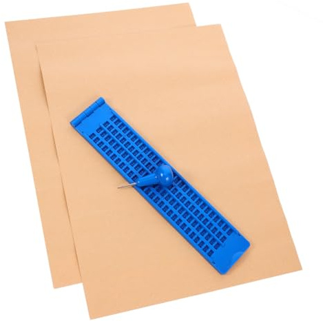 Tavoletta Braille in Plastico Blu per Scrittura 27 Righe 30 Celle | Set Stilo e 3 Fogli Esercizio, Struttura Robusta e Stabile, Uso Semplice per Scrivere in Rilievo