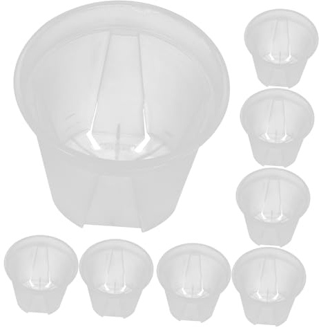 DECOMELODY 10 Piezas Macetas Transparentes con Orificio de Drenaje Control para Suculentas y Cactus Macetas Redondas para Plantas Pequeñas Interiores y Exteriores