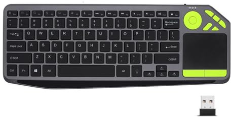 Tastiera universale Bluetooth e wireless 2.4G - Tastiera sottile multi-dispositivo per PC, tablet, Smart TV con comandi touch e tasti di scelta rapida (verde)