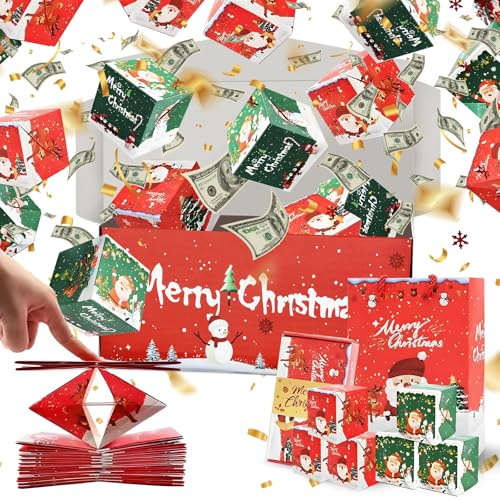 20 scatole regalo a sorpresa di Natale, scatole regalo esplosive, scatole regalo pop up di Natale (rosso)
