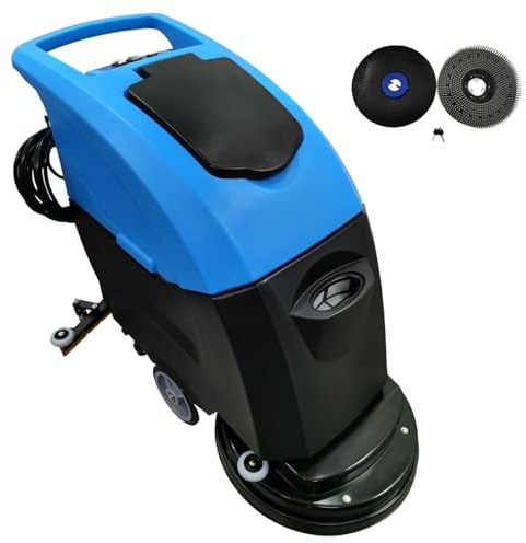 BEILOCKERY Commercial Floor Scrubbing Machine 20 Automatic Walk-Behind Floor Scrubber Dryer 23.5 Gallons of Dual Tanks for Warehouse/Office/Hotel 160RPM 110V