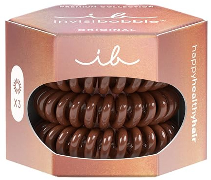Invisibobble Haargummi Damen Premium Braun Brunette - Original Spiral Haargummi Pretzel Brown 3er Set - haarschonend HairLoveTech spurlos starker Halt ohne Abdruck ohne Knick Kopfschmerzen