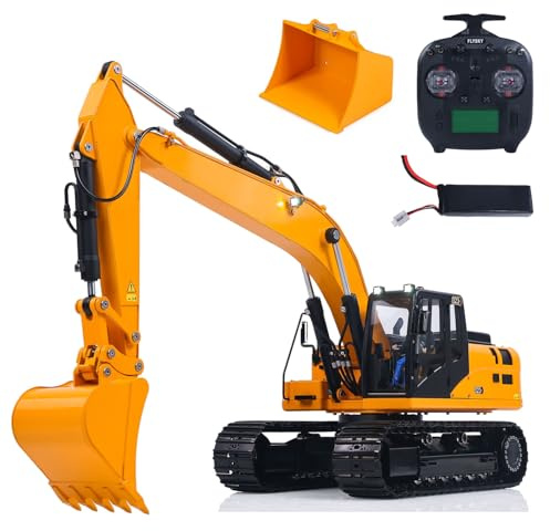TOUCAN RC HOBBY 95% Metall 1:12 hydraulischer Ferngesteuerter Bagger 323GX Dreiwegeventil Raupenbagger-Modell 3-Wege-Umschaltventil Schnellkupplung Flysky ST8 Fernsteuerung Original-Schaufel
