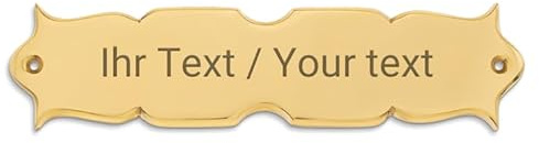 Premium Messingschild mit Gravur – 184 x 45 mm – Geschwungene Form – Massives Türschild – Personalisiertes Namenschild für Haustür & Fassade
