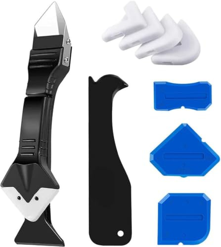 3 en 1 Aplicador Silicona Herramienta, LINKINNO Kit de Calafateo Herramientas de Eliminador de Sellantes Cemento Rascador Alisador de Masilla para Rasqueta Vitroceramica para Juntas Baño de Cocina