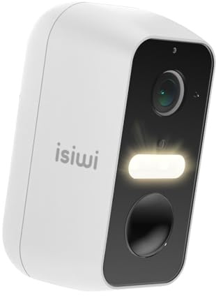 Isiwi Fri+ Wi-Fi-övervakningskamera Externt Trådlöst batteri 5MP med integrerad sjöjungfru, DualLight-teknik, nattstrålkastare, mänsklig upptäckt AI, PIR, IP65, Alexa/Google Home, ISW-BBT5M