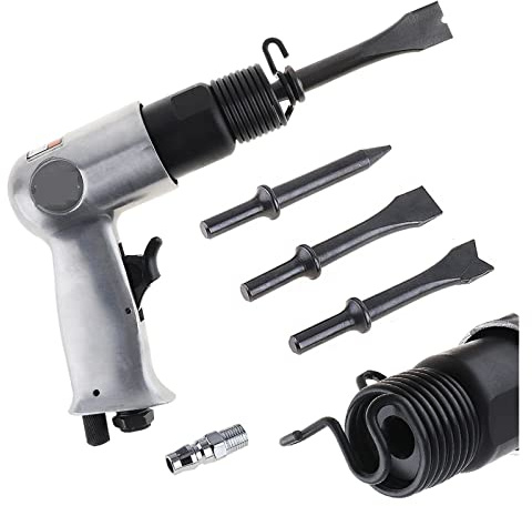 Air Hammer, 120 mm professionell pneumatisk betongbrytare Handhållen pistol Gasskyfflar Lufthammare Liten rostborttagare Pneumatiska verktyg med 4 stämjärn Jack Hammer Mejsel