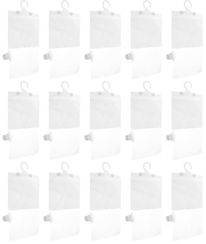 OHPHCALL Paquet Déshumidificateurs Réutilisables Blancs avec Crochet pour Placard et Chambre, Absorbeurs D'humidité en Plastique, Lot de 15 Set de Set de Sachets Pratiques