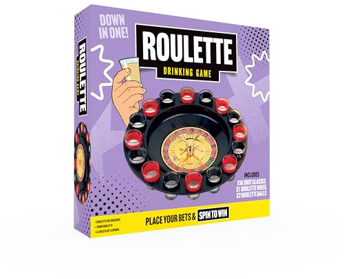 Winning Jeu à Boire Roulette Casino 30cm - Set 16 Verres à Shot Numérotés et 2 Billes, Jeu d Alcool Soirée Fête Adultes, Cadeau Anniversaire Enterrement Vie Garçon, Accessoire Bar