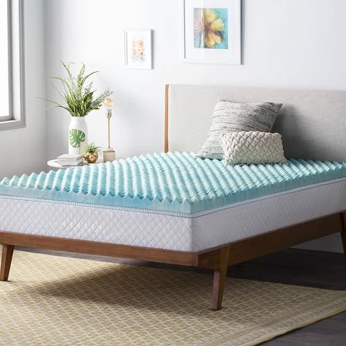 Linenspa 2 Inch Convoluted Gel Swirl Memory Foam Mattress Topper - Promotes Airflow - Relieves Pressure Points - King