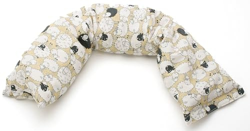 Cuscino Cervicale profumato con semi di lino e Arancia Dolce - (58x13x4cm - 850gr. - Lavabile) - Prodotto a Mano in Emilia Romagna (Pecorelle)