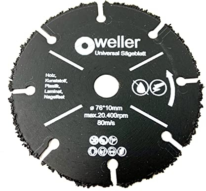 WELLERWERKZEUGE | Universal Sägeblatt für Holz Laminat Kunststoff 76x10mm für Akku Winkelschleifer 10,8 12V Trennscheibe