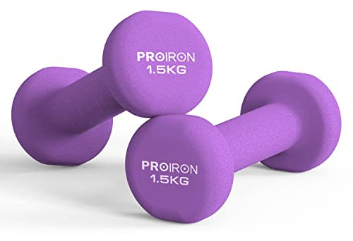PROIRON Neopren Hanteln Kurzhanteln Frauen Hantelset Kleine Hantel Kurzhantel Set (2er-Set)(Lila/2×1,5kg)
