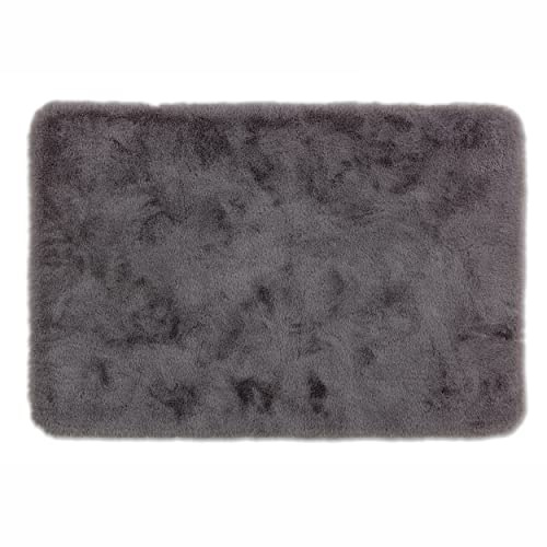 Flauschiger Badezimmerteppich waschbar - Grau 60 x 90 cm (Rechteckig) | Weiche Badematte rutschfest Badewannenmatte Badezimmer Duschmatte Badematte nimmt Feuchtigkeit auf Fußbodenheizung geeignet