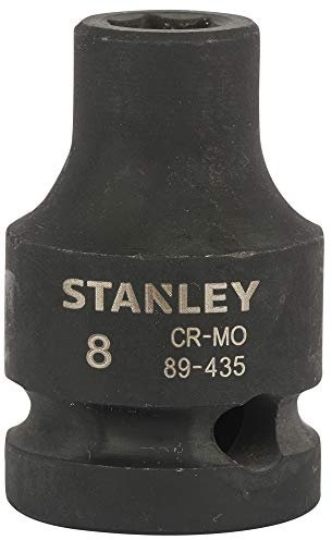 STANLEY STMT89435-8B - Llave de vaso de impacto de 6 puntos de acero al cromo-molibdeno 1/2 8 mm (negro)