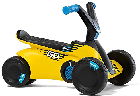 BERG Toys GO2 2 in 1 Baby Toddler Push and Pedal Small Go Kart Indoor Outdoor 4 Wheel Ride On Toy for Ages 10-30 Months, Yellow