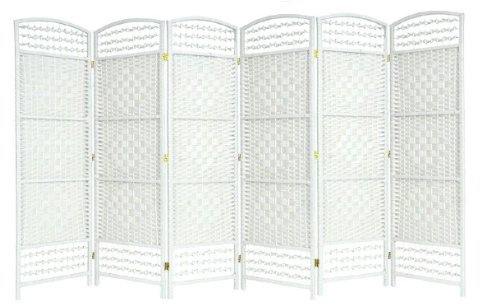 EG WICKER ROOM DIVIDER WHITE 6 PANEL HAND MADE PARTITION PRIVACY SCREEN - NEXT WORKING DAY DELIVERY