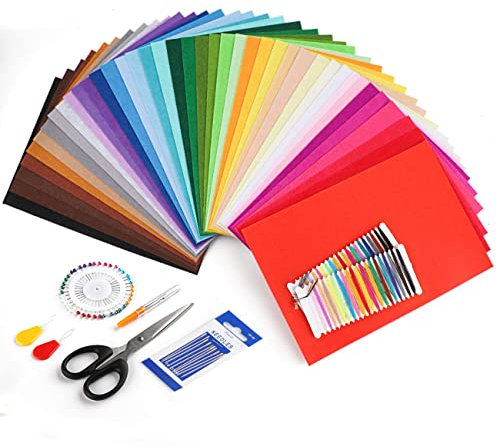 Homewit Filz 40 Farben Bastelfilz, filz zum basteln 30x20cm, bunter Filz zum DIY Handwerk Nähen Filzstoff Handwerk für Kinder