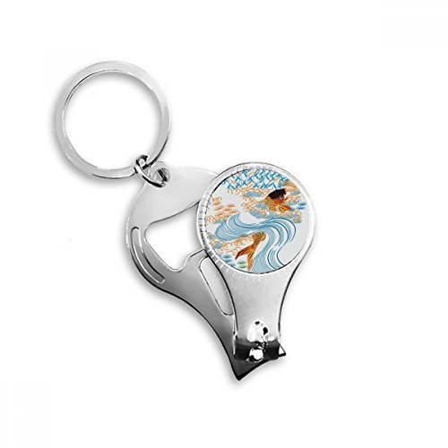 Pittura Giapponese Cultura Pesce Acqua Chiodo Nipper Anello Portachiavi Apribottiglie Clipper