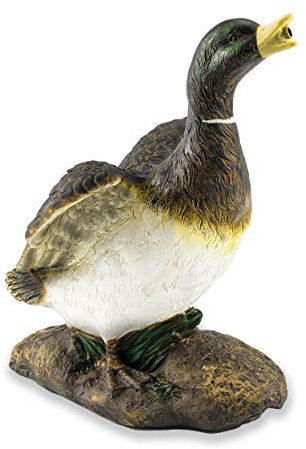 esotec Wasserspeier Figuren Ente Lucky Duck, Einzelfigur Teichfigur, Gartenstatue, Brunnenfigur, Gartenteichfigur, Wasserspiel Terrasse, Balkonbrunnen, Quellstein, Kunststein, Polyresin, 100739