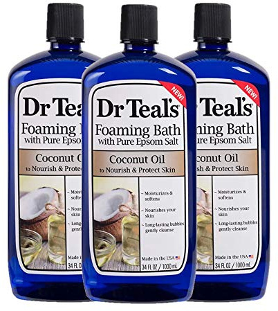 Dr. Teal's Coconut Oil Foaming Bath Gift Set (3 Pack, 34oz Ea.) - Nourish & Protect Coconut Oil Blended with Pure Epsom Salt Calms The Mind & Provides Relief from Daily Aches & Pains