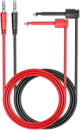 Cleqee 2PCS 4mm Banana Plug to Test Hook Clips Test Leads | Copper Soft Cable Wires, For Multimeter, Electrical Testing, 500V 5A