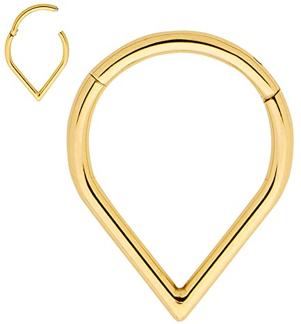365 Sleepers Titan 1,2 mm Segment Tropfenform Nasenring Hoop Knorpelohrring Septum Clicker Klappbarer Lippen Conch Daith Helix Rook Tragus Lobe Snug Piercing Schmuck