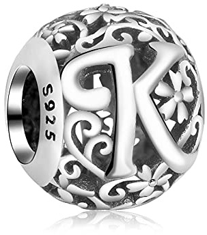 Annmors Damen Buchstabe A-Z Charms für Armband 925 Sterling Silber Anhänger Vintage Alphabet Bead Buchstabieren Sie das Wort Sammlung