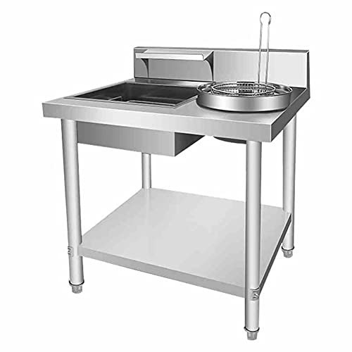 MNSSRN Kommerziell zusammengebaute gebratene Hühnchen-Werkbank, Edelstahl-Frittier-Inline-Einbau-Werkbank, Pulverbeschichtungstisch, passend für küche gebratene Huhn-Fast-Food-Restaurants