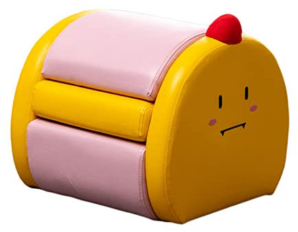 W&X Multifunktionale Prinzessin Sofa Für Jungen Mädchen Geschenk,Faltbares Einzelnes Mini Süßes Sofa Mit Armlehnen,Leder Cartoon Tiere Lagerung Sofa-Rosa Dinosaurier 45x43x54cm(18x17x21inch)