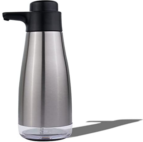 AIKE AK1062 Seifenspender Edelstahl, 450 ml Flüssigseifenspender, Geschirrspülseifenspender für die Küche Silber