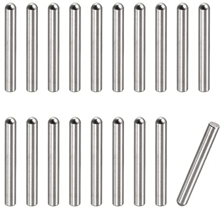 sourcing map 20 Stück Zylinderstifte 2,8x20mm Passstifte 304 Edelstahl Rundkopf Flachbefestigungselemente