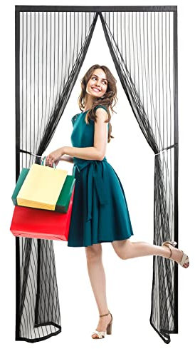 Timizi Fliegengitter TüR Magnetisch 70x205cm, Insektenschutz Fliegenschutz Klettband Selbstklebend Moskitonetz TüR Fenster HäNde Frei, für Außentüren Eingangstüren. - Schwarz